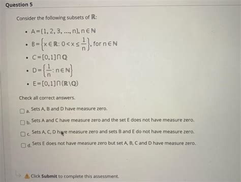 Solved Question Consider The Following Subsets Of R Chegg