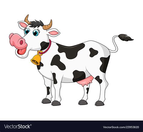 Cartoon Female Cow Cute Design Isolated On White Vector Image