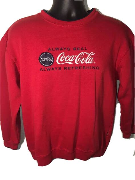 Coca Cola Coke Sp Sweatshirt Red Embroidered Always Real Always