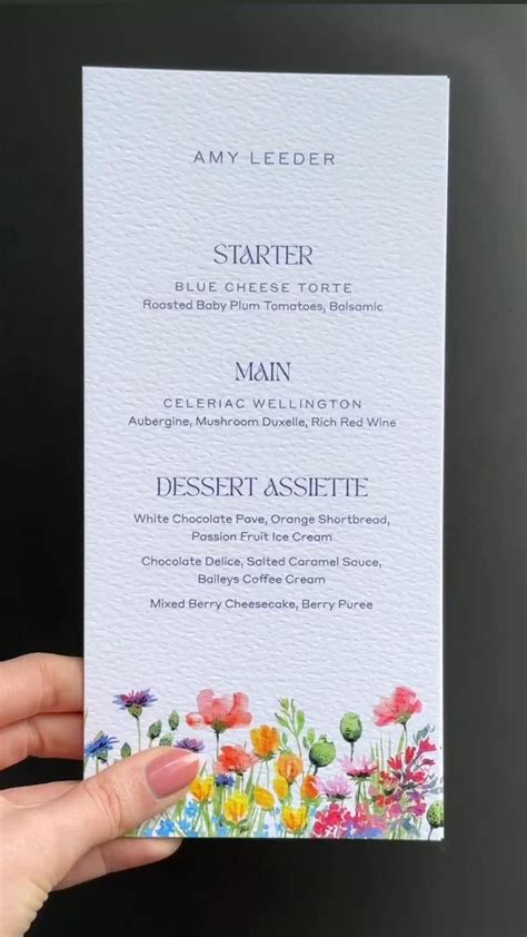 Personalised Wedding Menus Video Wedding Menu Wedding Stationery