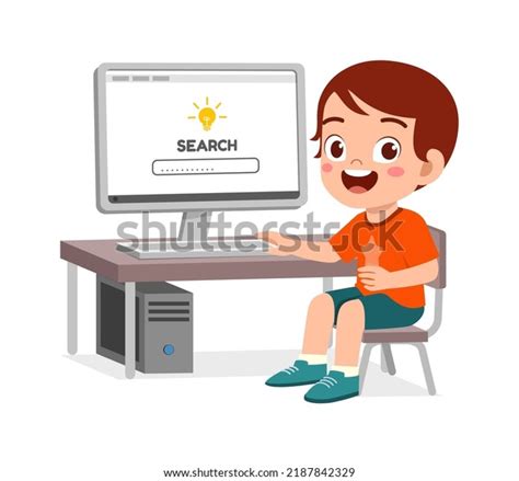 Kid On Computer Cartoon Photos, Images and Pictures