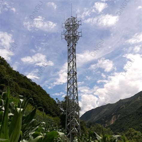 Communication Lattice Telecom Tower 3 Legs Galvanized Steel Tube Self