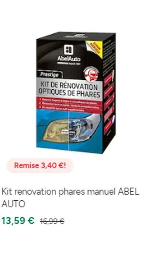 Promo Kit Renovation Phares Manuel Abel Auto Chez Feu Vert ICatalogue Fr