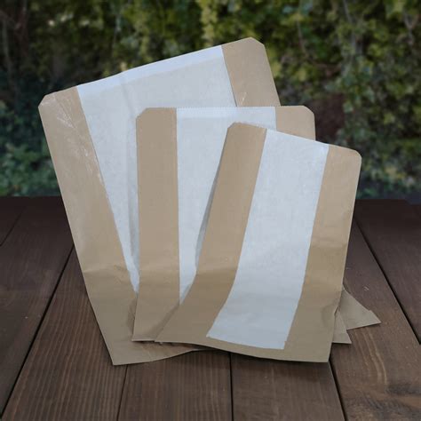 Brown Paper Bags With Glassine Window Fuly Compostable Naturepac