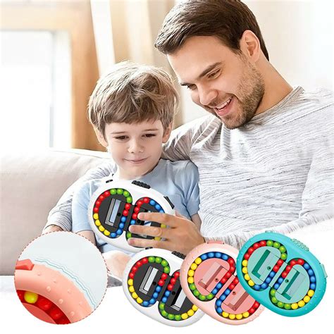 2 In 1 Rotating Magic Bean Cube Spinner Fidget Stress Relief Ball Double Flip Handheld Puzzle