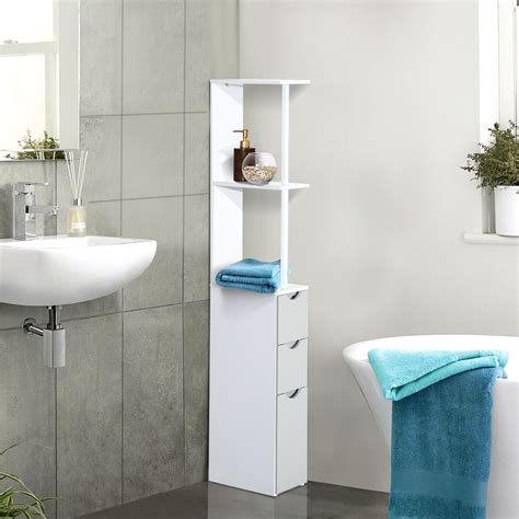 HOMCOM Armario Alto de Baño Multiusos Estrecho con 2 Estantes 1 Puerta