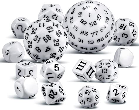 15 Pieces Complete Polyhedral Dice Set D3 D100 Spherical