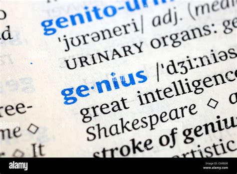 Genius Word Closeup In Dictionary Stock Photo Alamy
