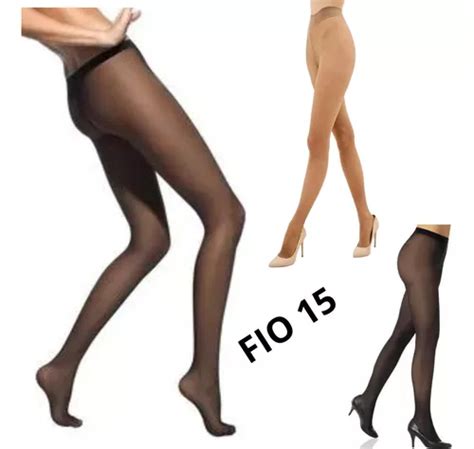 Meia Calça Fio 15 Preta Nude Premium Otima Elasticidade MercadoLivre