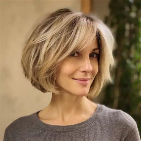 Softly Layered Bob With Side Swept Bangs Haircuts For Medium Hair