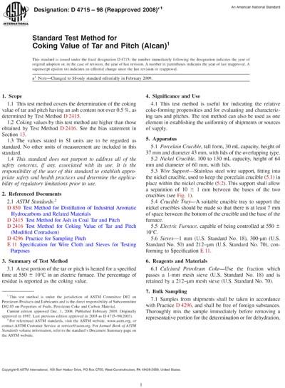 Astm D Standard Test Method For Coking Value Of Tar And Hot Sex