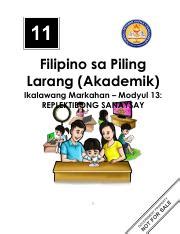 Piling Larang Akademik Q2 ModULE 13 Pdf Filipino Sa Piling Larang