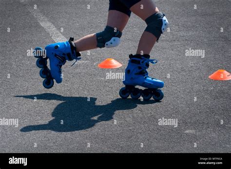 Yong Woman Riding Roller Skate Stock Photo Alamy