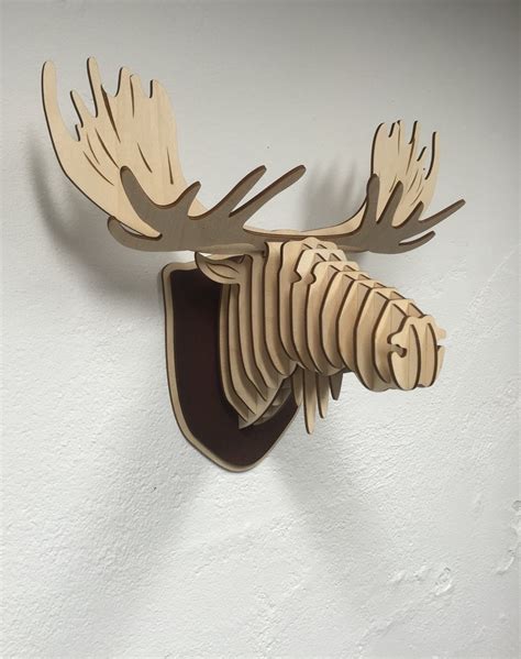 Amazon Wooden Moose Head Trophy Birch Wood Moose Head Wood Wall