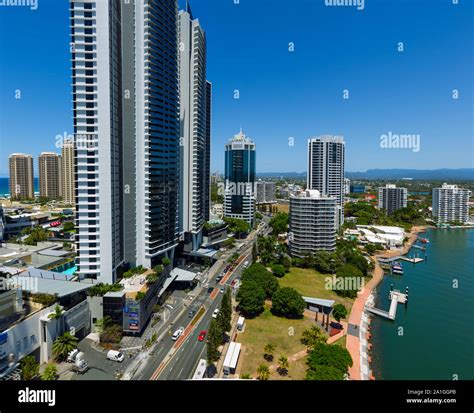 Ferny Avenue The Gold Coast Highway And The Nerang River In Surfers