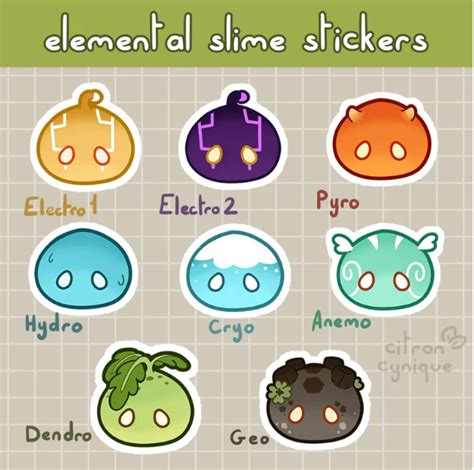 Elemental Slime Stickers