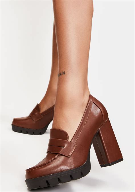 Chunky Platform Heeled Loafers Brown Artofit