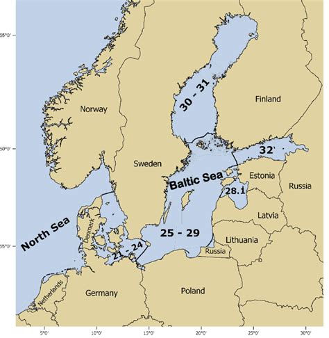 The Study Area Division Applied In The Study The North Sea And Baltic