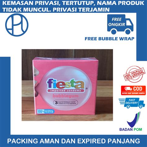 KONDOM FIESTA BUBBLEGUM ISI 3 KEMASAN PRIVASI PERMEN KARET Lazada