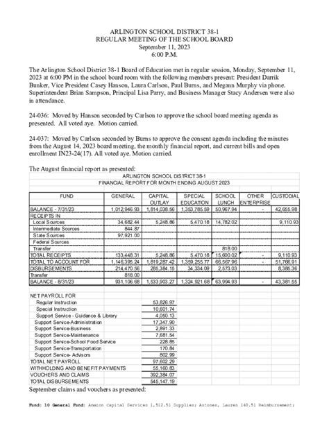 Fillable Online Arlington School Board Announces September Schedule and ... Fax Email Print ...