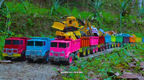 Mobil Truk Tronton Panjang Penuh Mobil Mobilan Excavator Truk Oleng