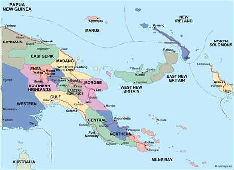 papua new guinea political map. Eps Illustrator Map | Vector World Maps