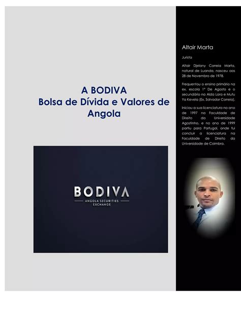 Bolsa De Valores De Angola Bodiva Por Altair Marta Pdf