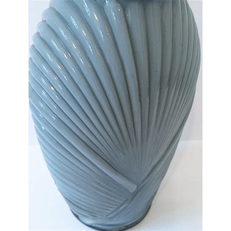 1980s Art Deco Pleated Blue Glass Vase Chairish