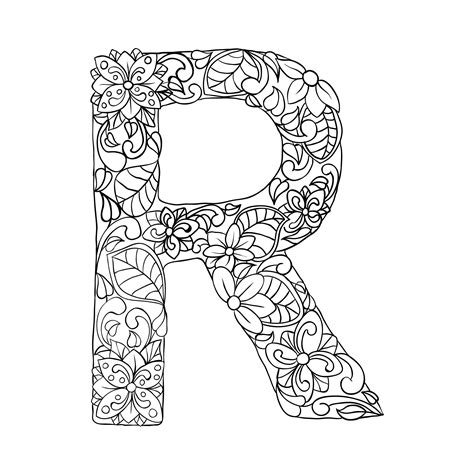 Letter R Adult Coloring Pages