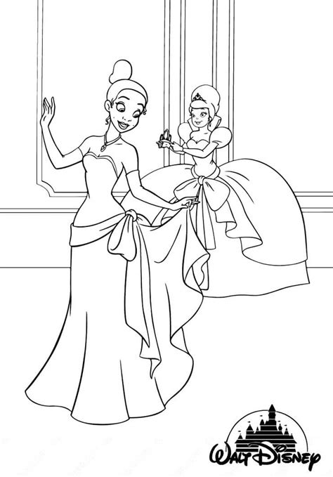 Ausmalbilder Disney Prinzessin Tiana Und Naveen