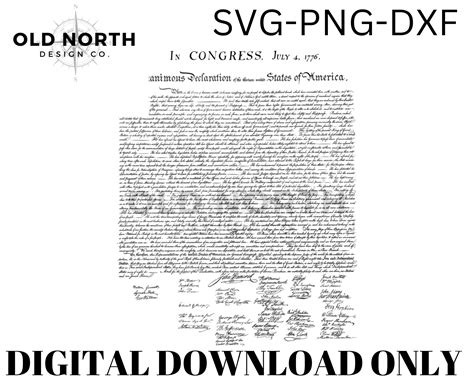 Declaration Of Independence Svg Png Dxf Digital Download Etsy