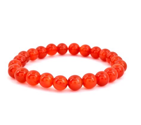 Orange Chalcedony Smooth Beaded Stretch Bracelet QVC