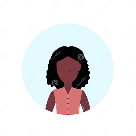 African American Woman Avatar Isolated Faceless Female Cartoon Character Portrait Flat Stock