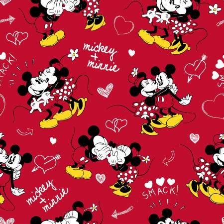 Specialty Fabrics Disney Love Mickey Minnie Mouse On Red Mickey And