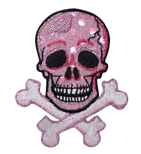 Pink Glittery Skull With Crossbones Embroidered Iron On Patch Michaels