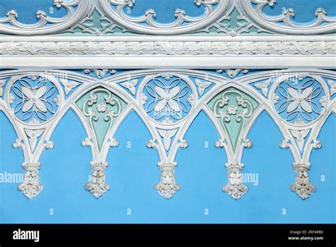 Wall And Ceiling Design Details In Gothic Style White Gypsum Bas