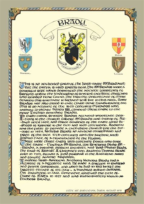 Brady Family Crest Irish Coat of Arms Irish Family Crest - Etsy