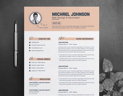 Michael Johnson Resume Template Templatemonster