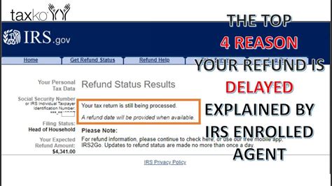 Where Is My Refund 2021 Refund Delay Explained By Irs Enrolled Agent Know The Top Four Reasons