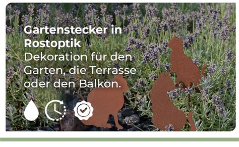 Unus Garden Katzen Gartenstecker Er Set Gartendeko Rostoptik