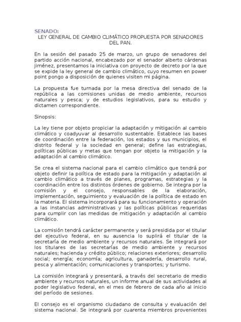 Ley General De Cambio Climatico Pdf Efecto Invernadero