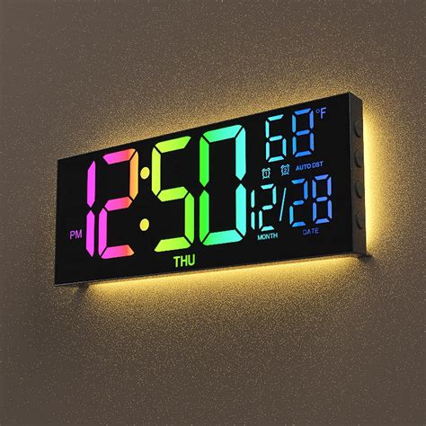 Amazon.com: MEISD Digital Wall Clock, 13" Large Display Alarm Clock with Remote Control, RGB