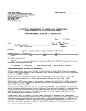 Fillable Online Documents Dgs Ca Participation Comments For The Notice