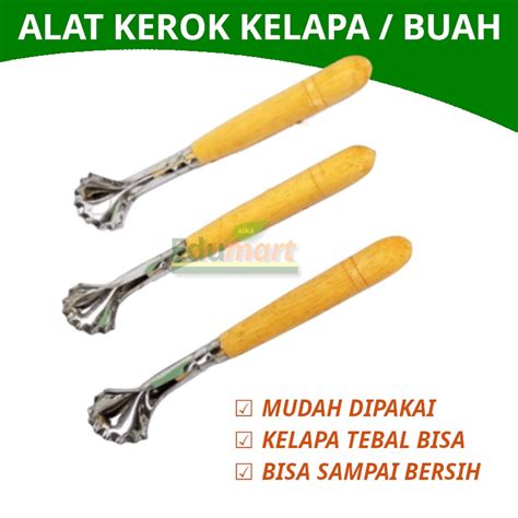 Jual Alat Kerok Kelapa Muda Degan Stainless Gagang Kayu Shopee Indonesia