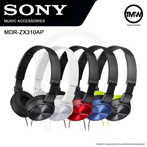 Sony Wired Headphones Mdr Zx310ap On Ear Headphones With Microphone Black White Blue Green Red