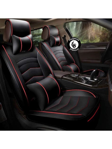 Tata Tiago Seat Covers In Black And Red Fully Customized Pegasus Premium