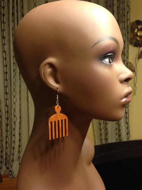 Afro Pick Earrings By Divinesolcreations On Etsy