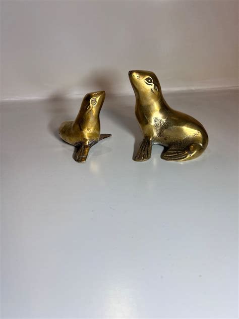 Vintage Brass Sea Lion Set Of 2 Etsy