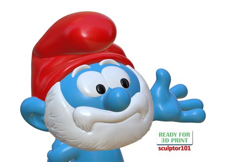 3D File The Smurfs 3D Model Papa Smurf Fan Art Printable Model3D