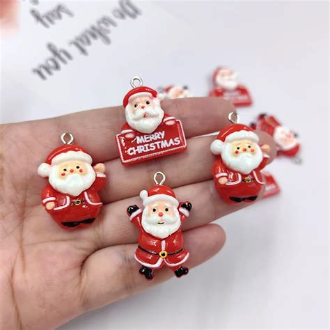 10pcs Kawaii Christmas Charms For Jewelry Making Lovely The Santa Claus